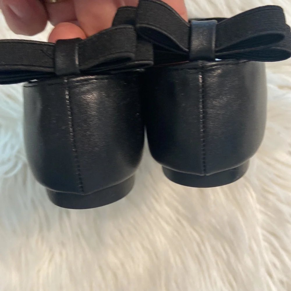 Chic Black Ballet Flats with Bow size 33 measurements of shoes provided in photo